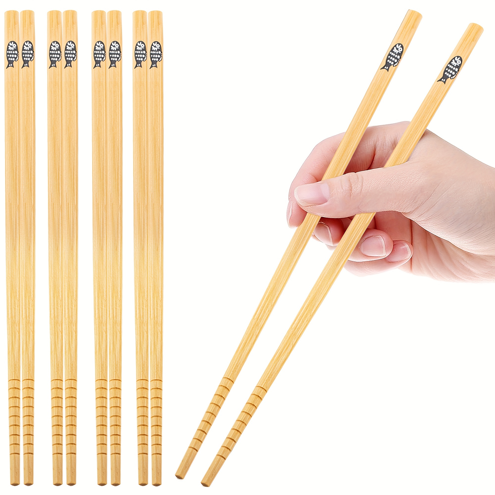 Juego de 5 pares de palillos reutilizables, palillos de madera natural y  palillos japoneses minimalistas, diseño antideslizante, juego de regalo de