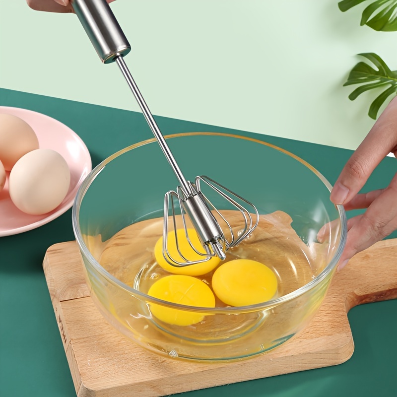 1pc Fouet à œufs en acier inoxydable Manuel Pousser Fouet à œufs Ménage  Tenu à la main Crème Frother Semi-automatique Crème Fouet à œufs Batteur -  Temu France