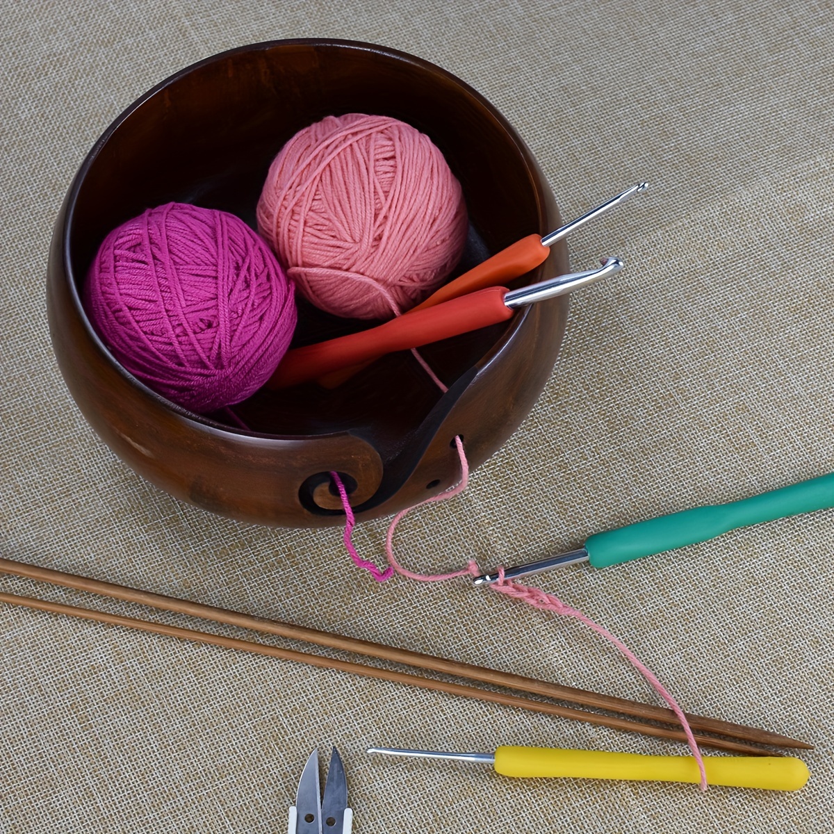 Wooden Yarn Holder Knitting Crochet Wooden Holder With Hole - Temu