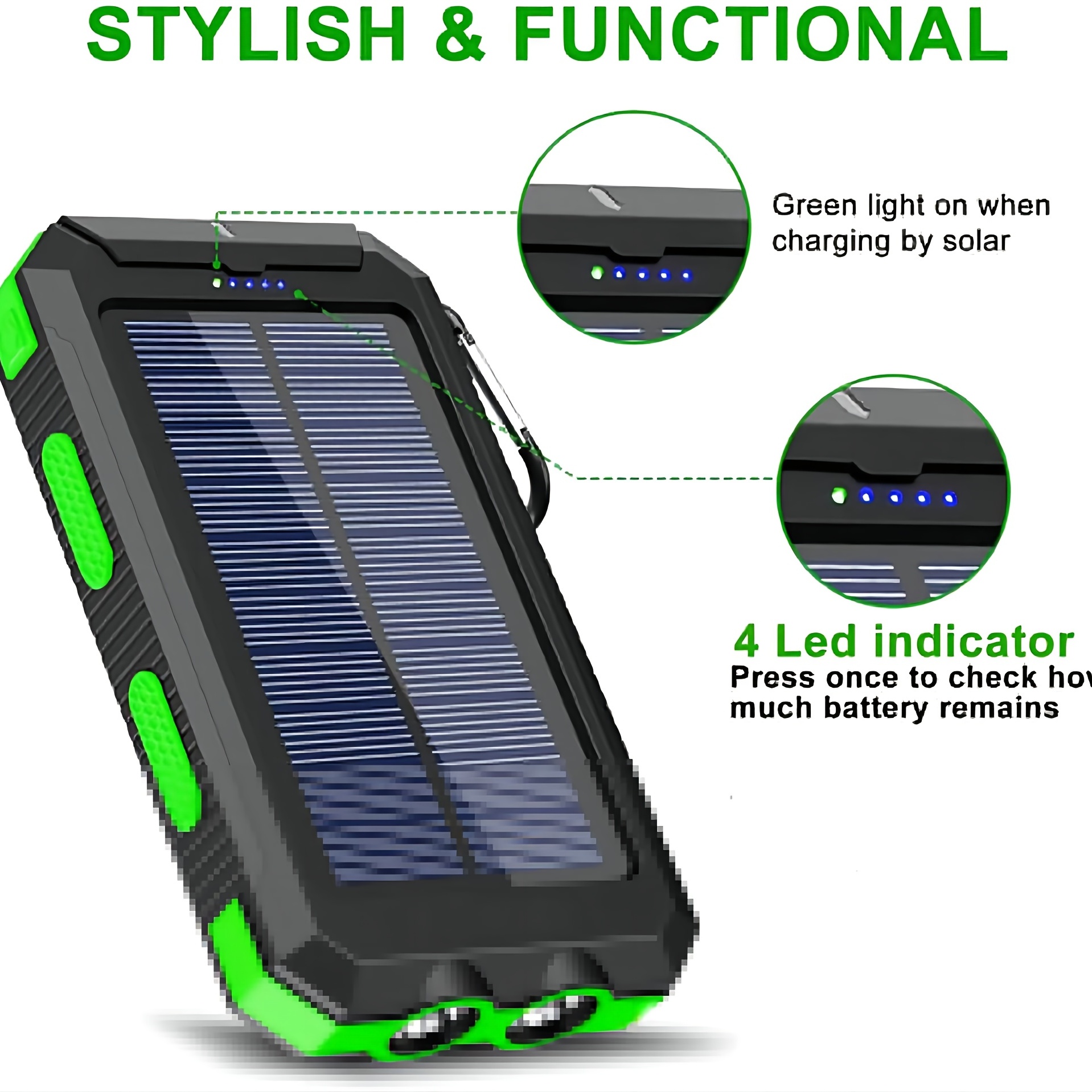 Solar Power Bank Battery Charging Power Bank Built in - Temu