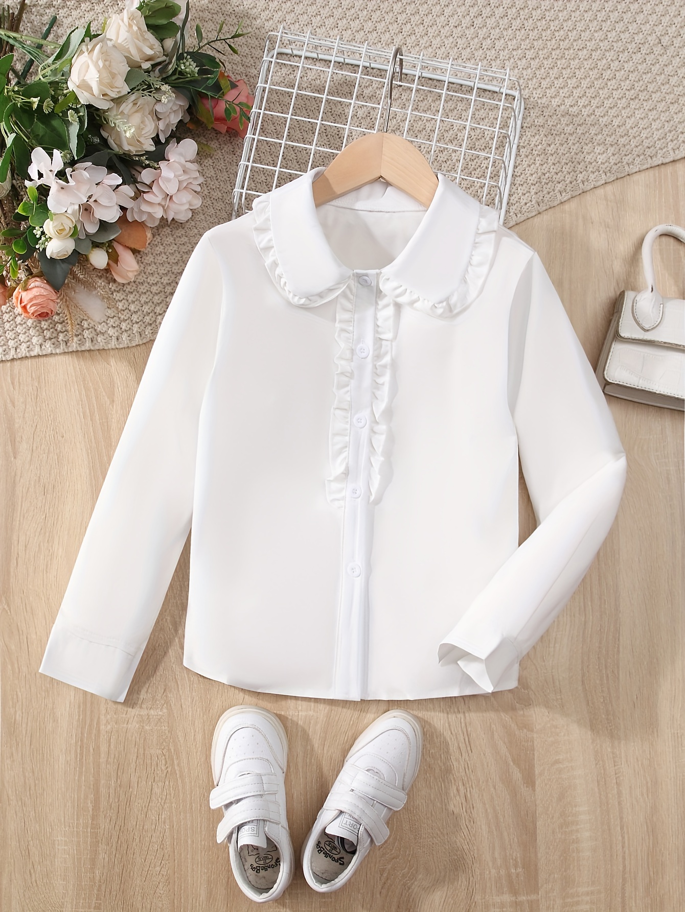 Camisa Blanca De Niña - Temu
