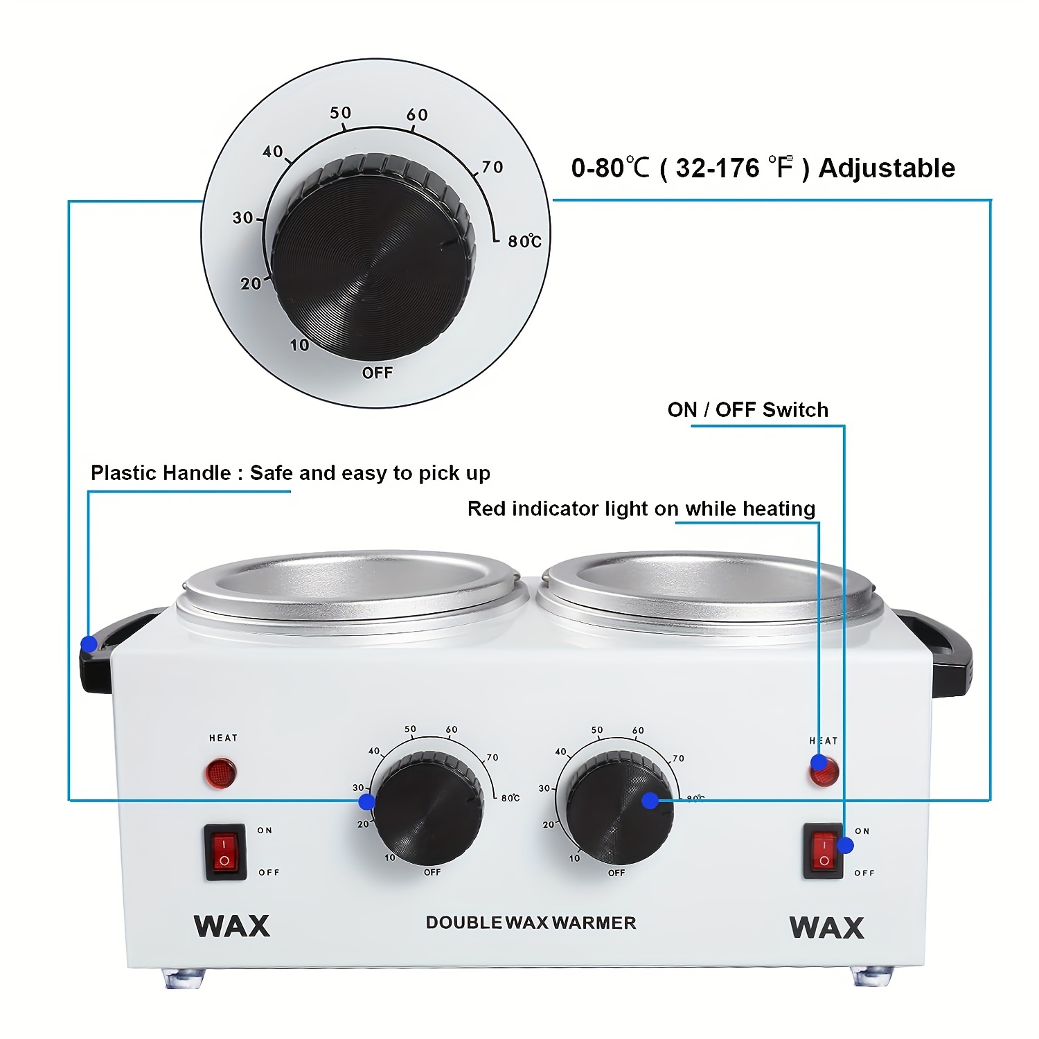 Professional Double Pot Adjustable Wax Warmer