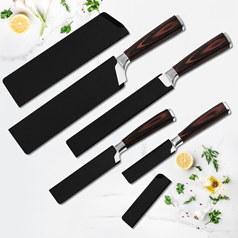 Plastic Kitchen Knife Stainless Steel Knife Blade Protector Cover For 3.5 5  7 8 Inches Knife 1pc Black Knife Cover Kitchen Tool