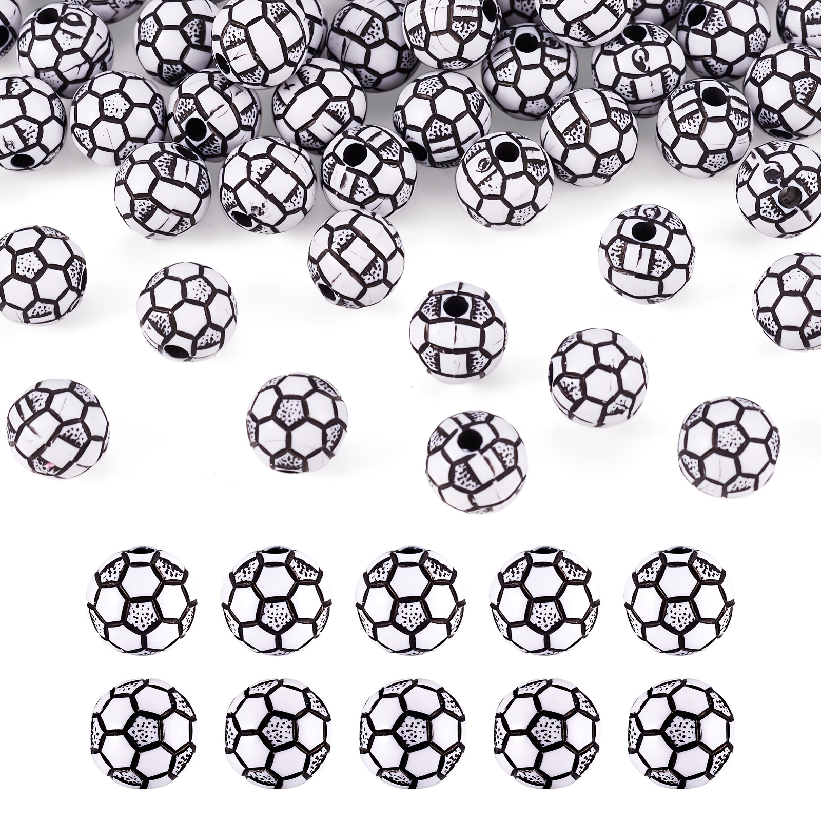 100Pcs American Football Beads for Bracelet Making, 16mm Acrylic Sport  Beads with Crystal Elastic Rope and Scissors for DIY Jewelry Bracelets  Making