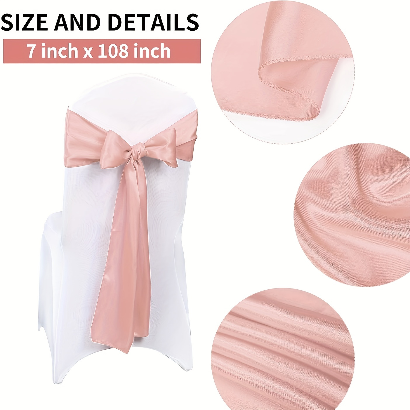 Peach Satin Sash  Sophisticated Satin Sashes For Chair Covers – Simply  Elegant Chair Covers