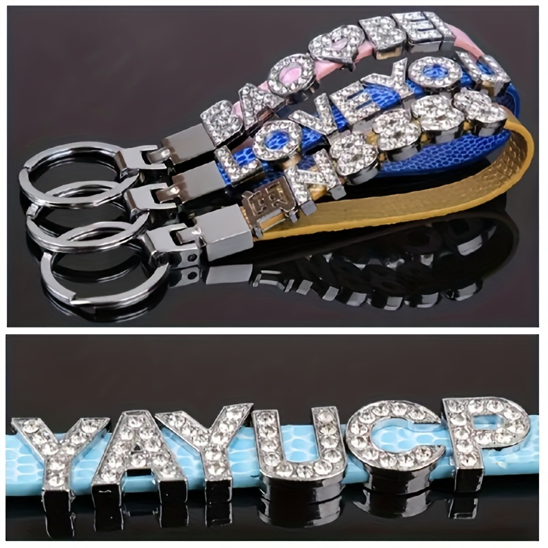 26Pcs/Lot 10mm Rhinestone Slide Letter Charms For Bracelet Making Alphabet  A-Z DIY Pet Collar Wristband Keychain Accessories