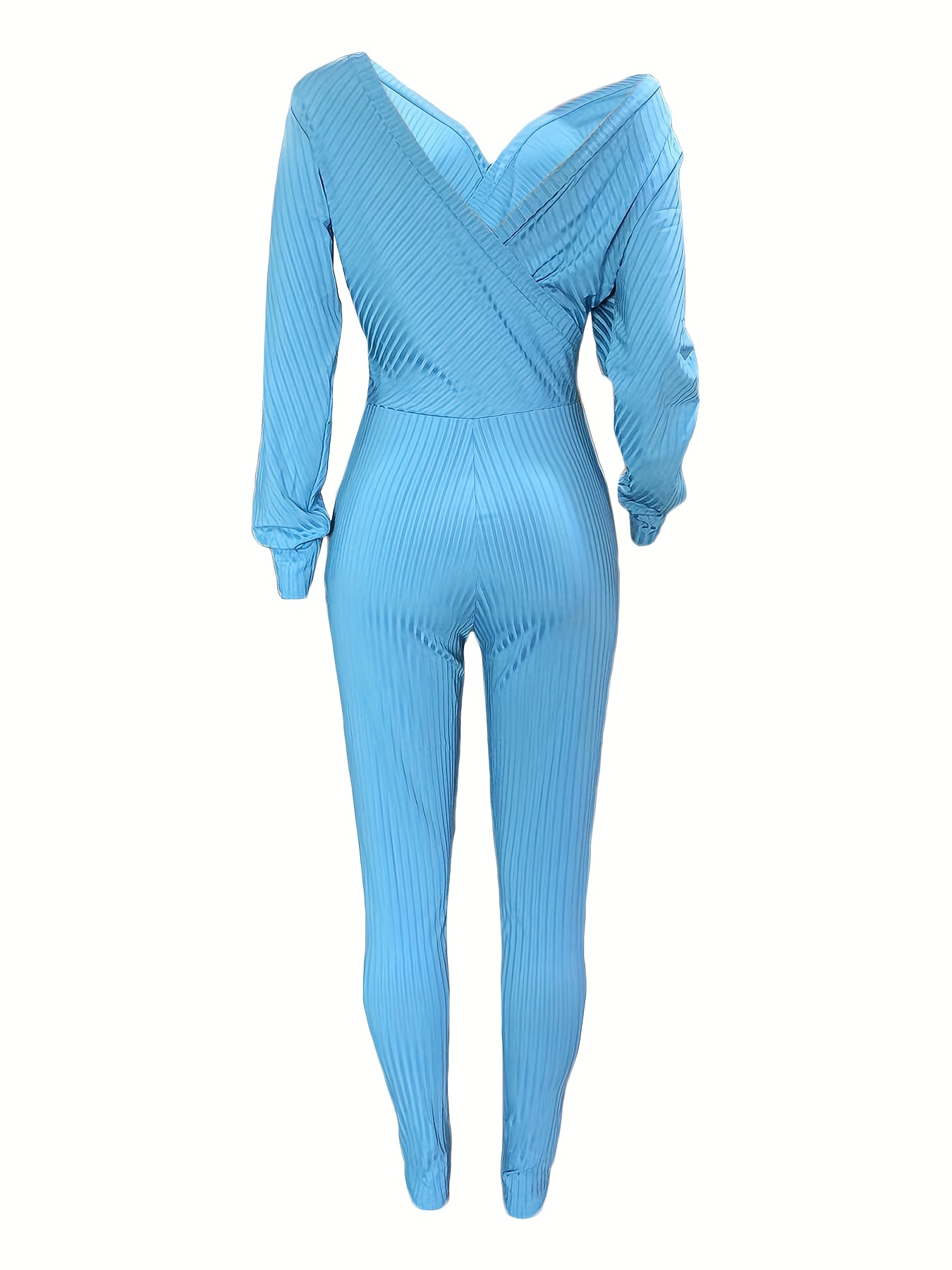 Business Casual Surplice Neck Romper Jumpsuit, Elegant Long Sleeve Romper  Jumpsuit, Women's Clothing