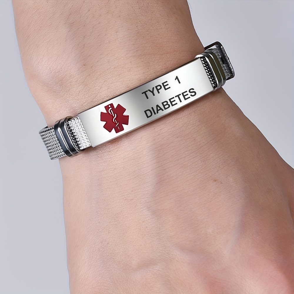 stainless steel star of life diabetic bracelet for men women adjustable bracelets wristband