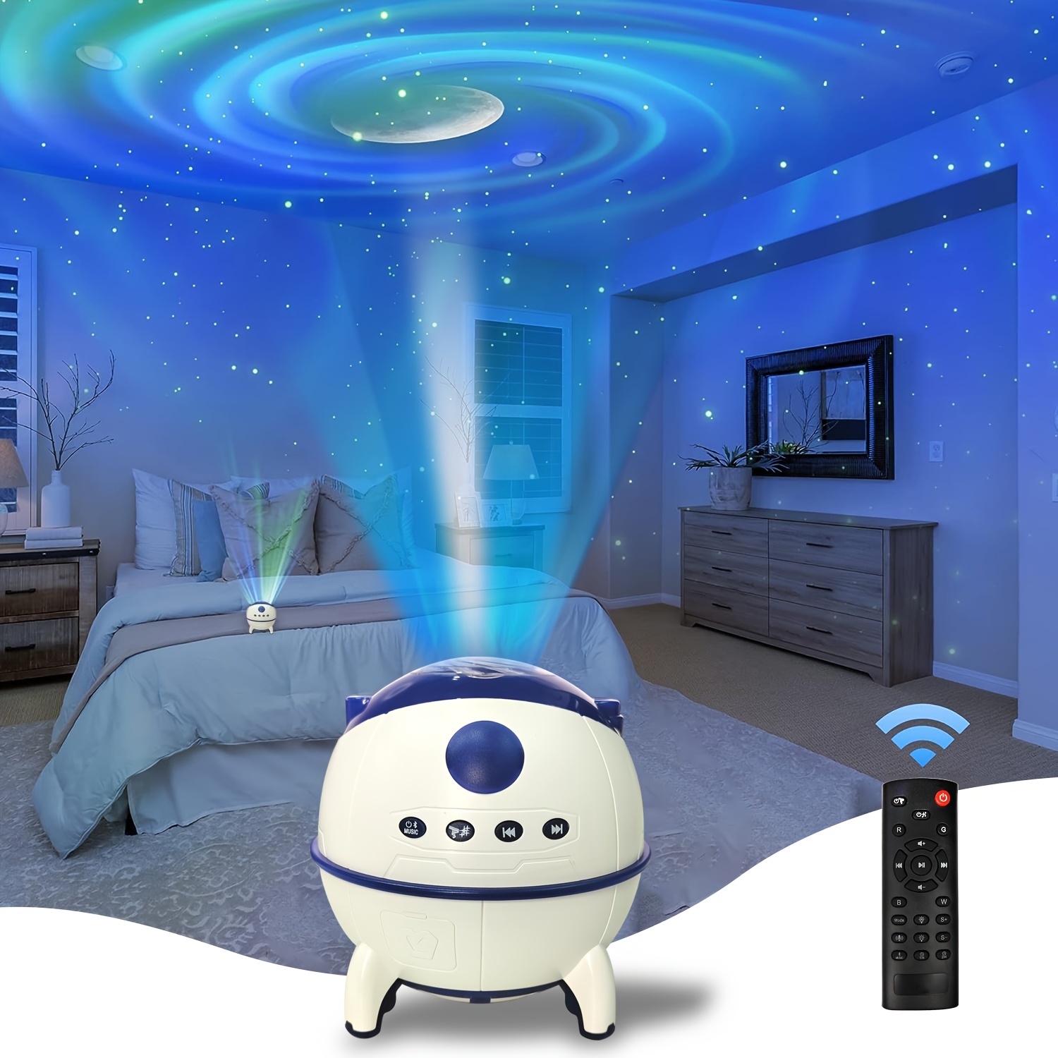 Star Projector Galaxy Projector Bedroom Music Speaker White - Temu