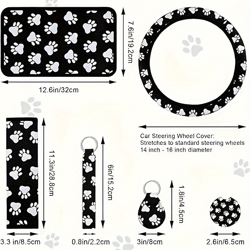 Jeiento Dog Paw Print Car Seat Covers Full Set Of 4 Bucket Seat Covers High Back Flexible Back Seat Protector Automobile Accessories Decor Universal Fit