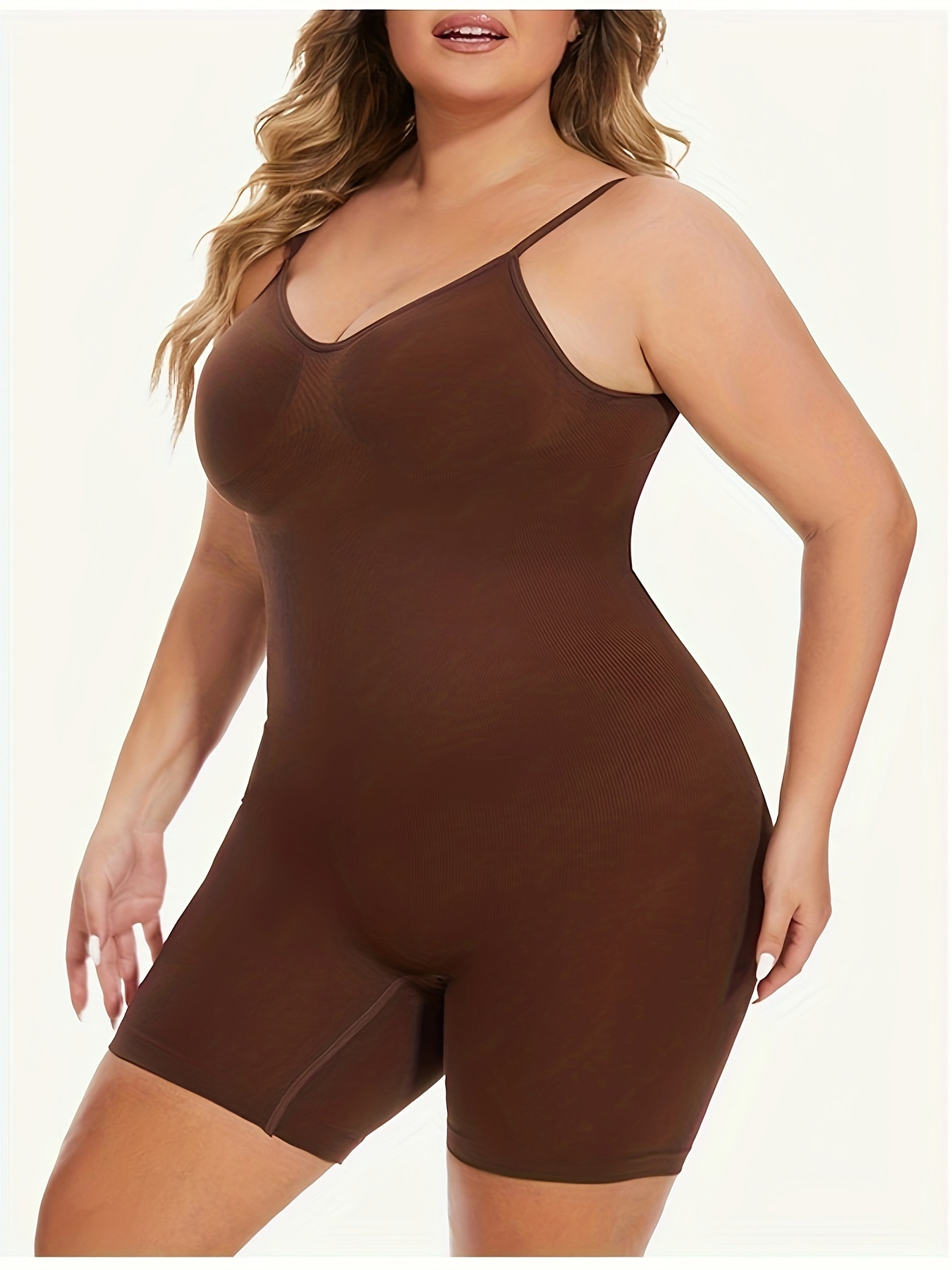 Women's Simple Shapewear Bodysuit, Plus Size Tummy Control Butt Lifting  Open Back Seamless Full Body Shaper, Don't Miss These Great Deals