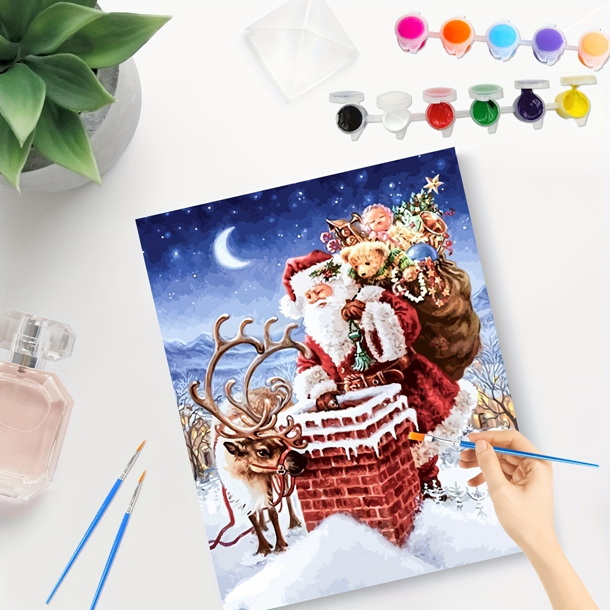 Christmas Santa Claus Elk Paint Number Paintings Oil Paint Crafts