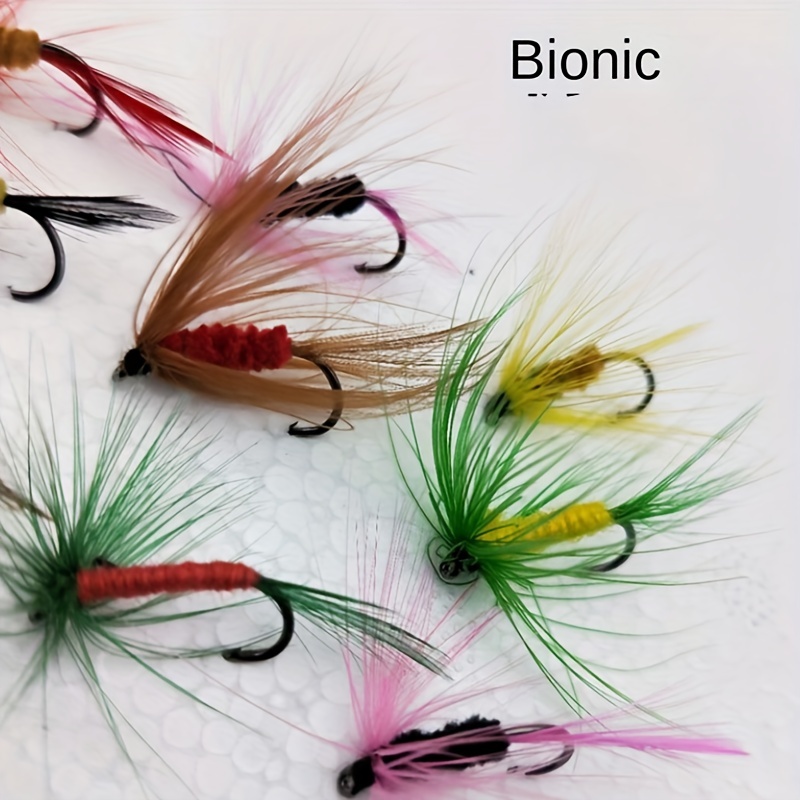 1 12pcs Fly Hooks Floating Fly Fishing Lure Bionic Flies Bait Fly