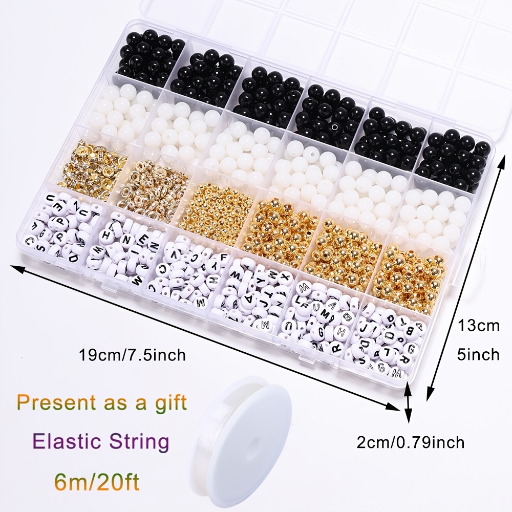 Black White Golden Acrylic Beads For Bracelets Making Kit - Temu United  Arab Emirates