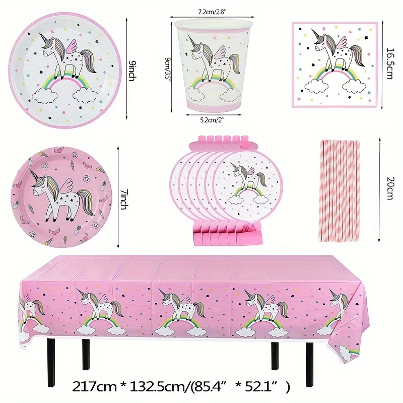 20pcs/set Pink Unicorn Style Paper Straw, Disposable Straw