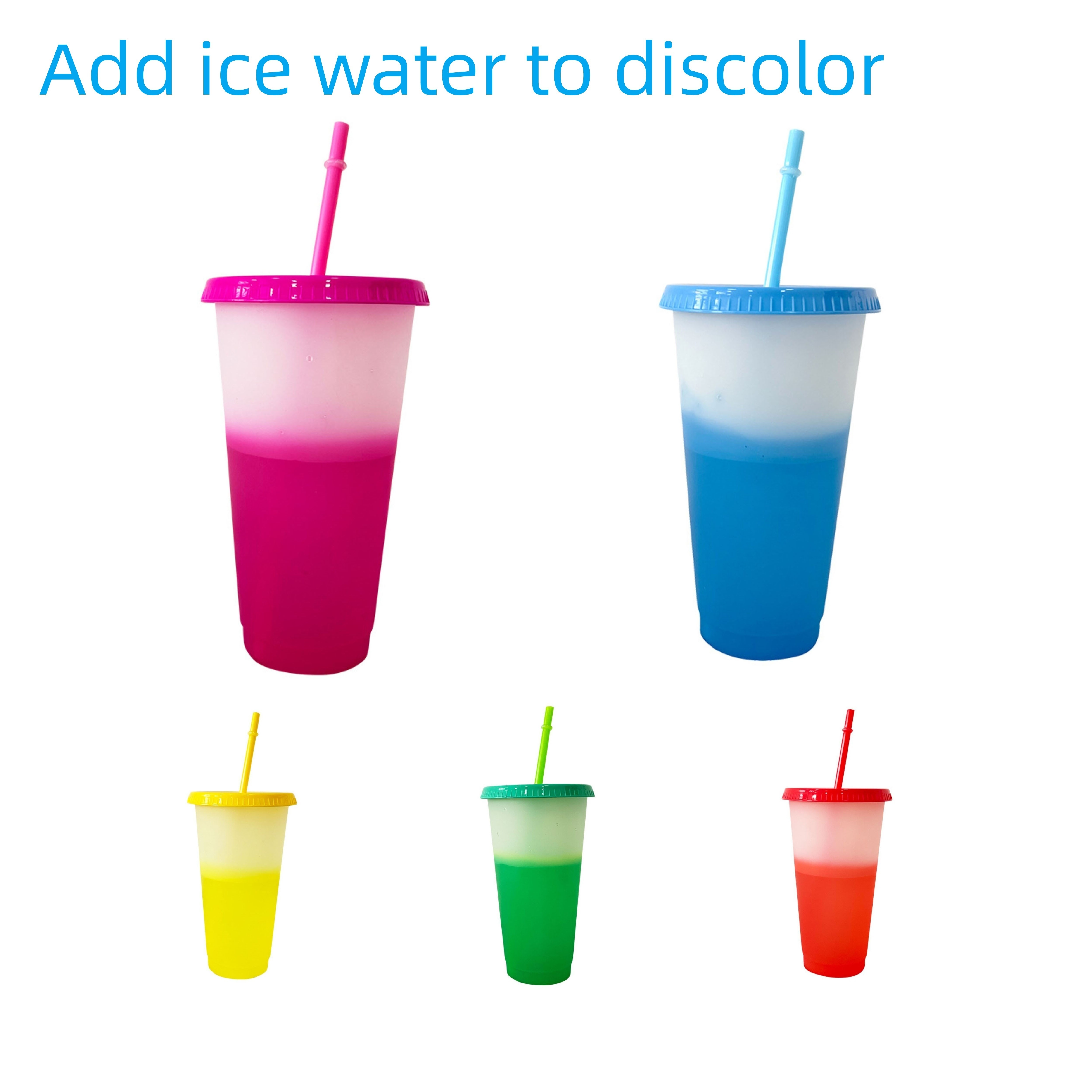 7pcs Color Changing Cups, 32oz Reusable Plastic Cold Drink Cups with Lids  and Straws BPA Free Adult Kids Summer Coffee Tumblers Party Cup