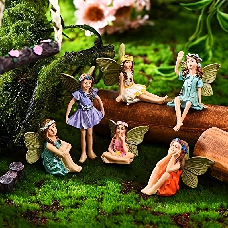 Miniature Fairies Figurines Accessories, Planter Pot Hanger Decorations  Fairies Flower Pot Resin Fairy Garden Figurines Angel Accessories Ornaments  for Outdoor Decor 