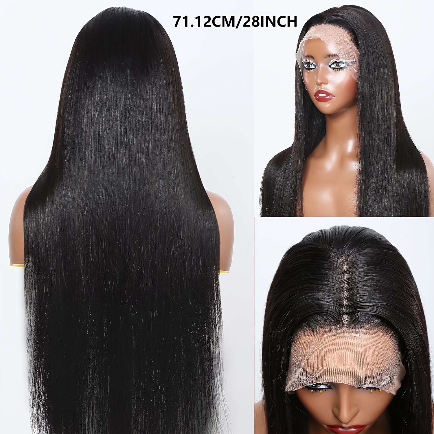 360 Lace Front Wigs Human Hair Straight Pre Plucked Baby Temu