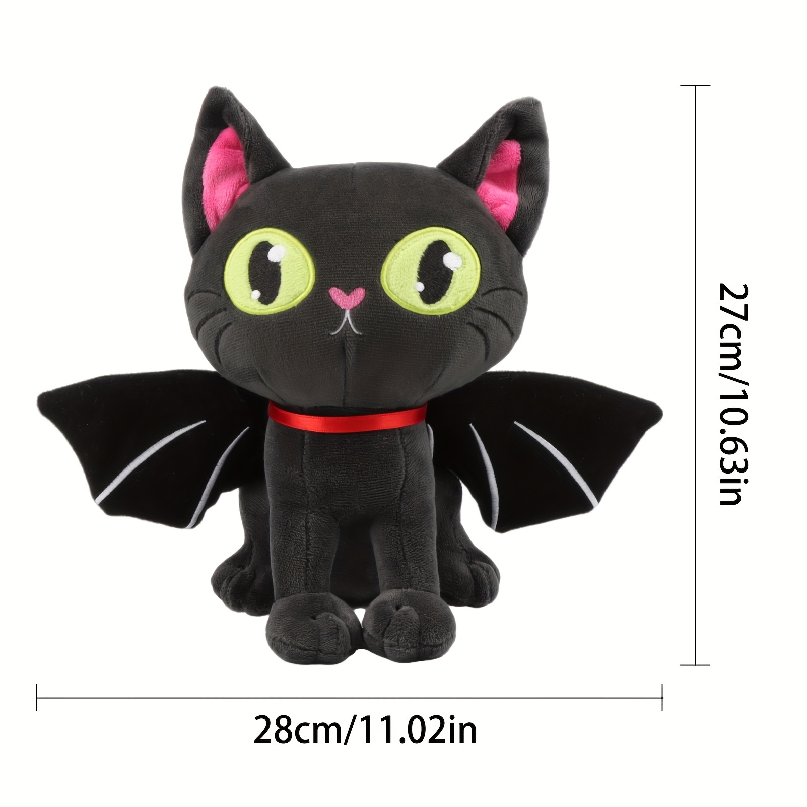 28cm/11.02in Halloween Bat Cat Plush Toys Soft Black Cat Stuffed Animals  Plushies Kawaii Black Cat Doll Halloween Decor Party Favors Gift For  Children