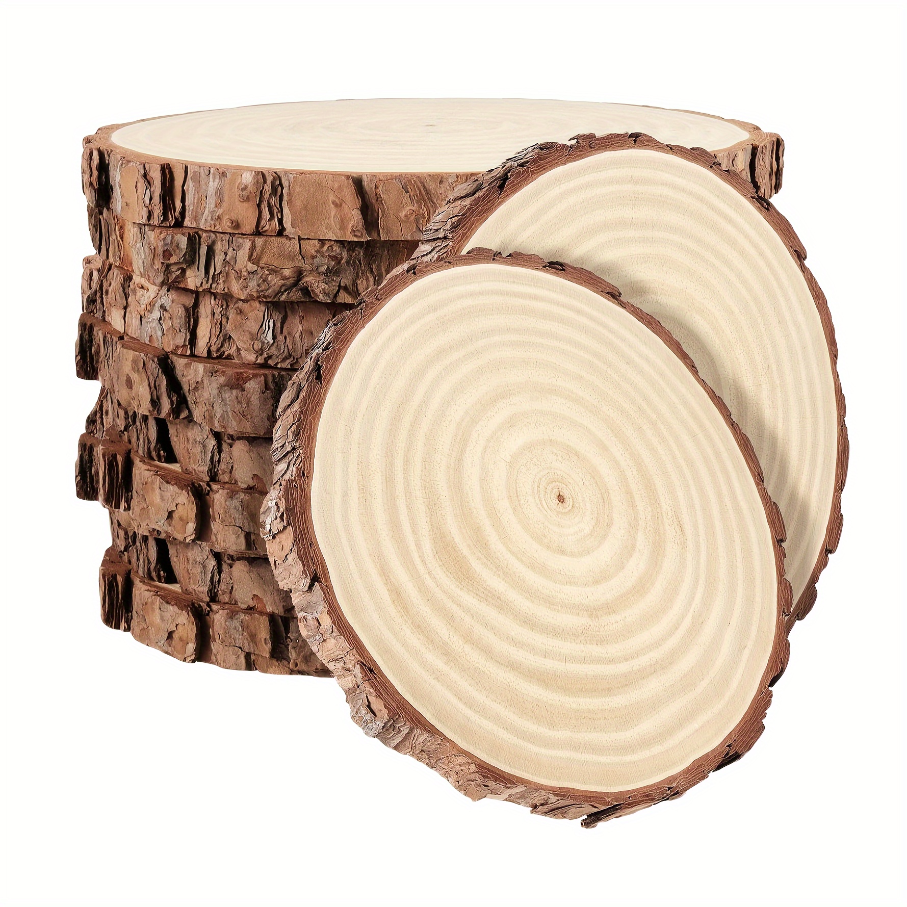 Natural Wood With Tree Bark Craft Wood Kit Circles - Temu