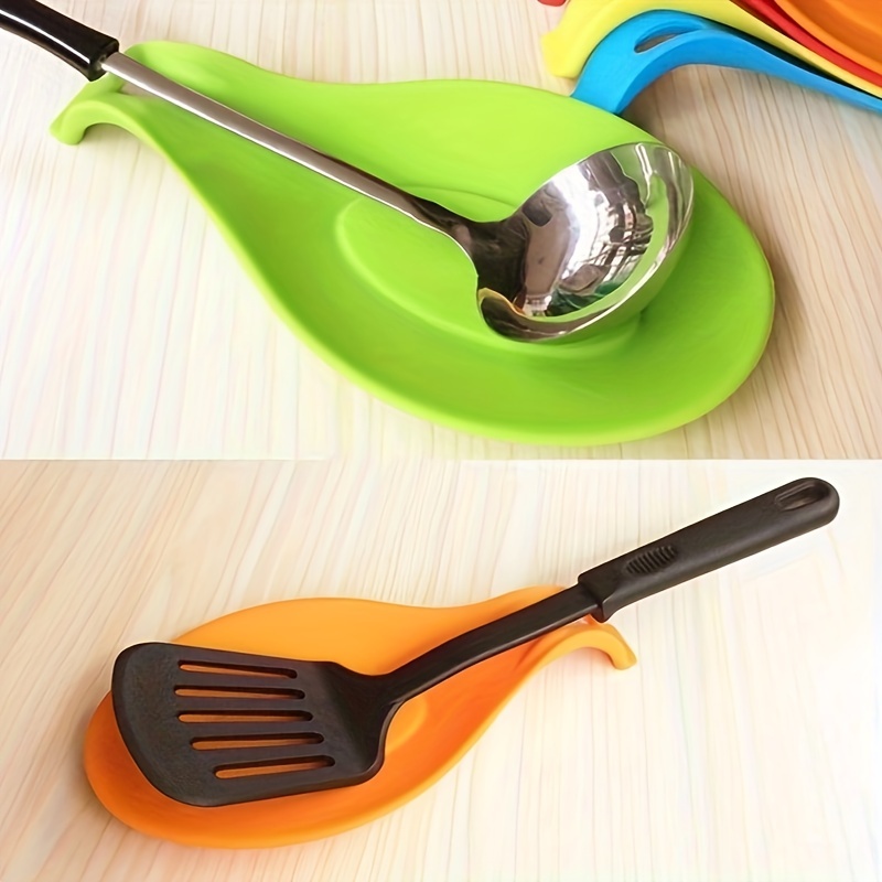 Silicone Spoon Rest Flexible Spoon shaped Kitchen Spoons - Temu