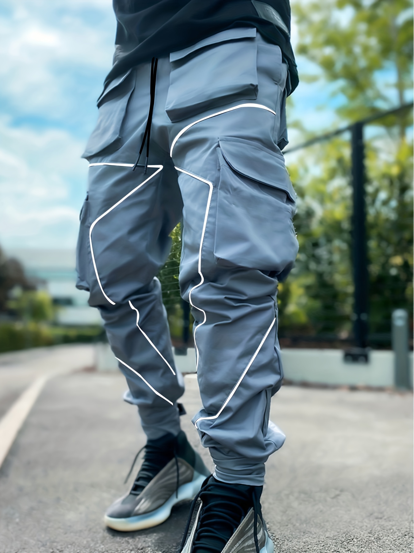 Pantalon Cargo Tendance Pour Homme Avec Design Réfléchissant - Temu Canada