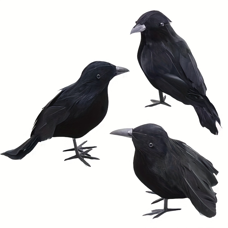Acquista 1/6 pezzi di corvo di simulazione con ali di piume piume  artificiali nere display stagionali decorazione spaventosa di Halloween  uccello finto nero