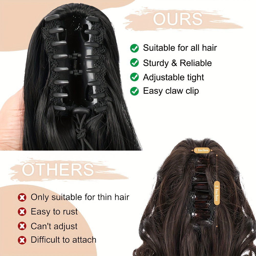 short claw clip ponytail extension curly hairpiece hair piece wavy high ponytails synthetic heat friendly fiber for women girls details 6