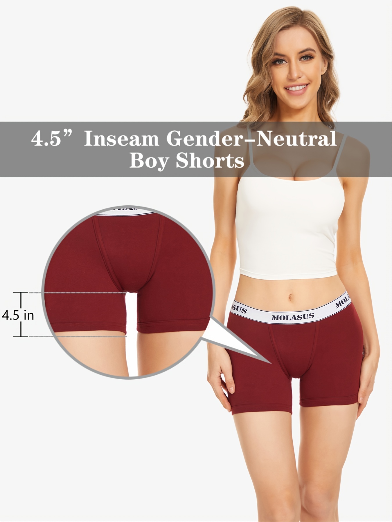 POKARLA 4.5 Inseam Womens Cotton Boxer Briefs Underwear Boy