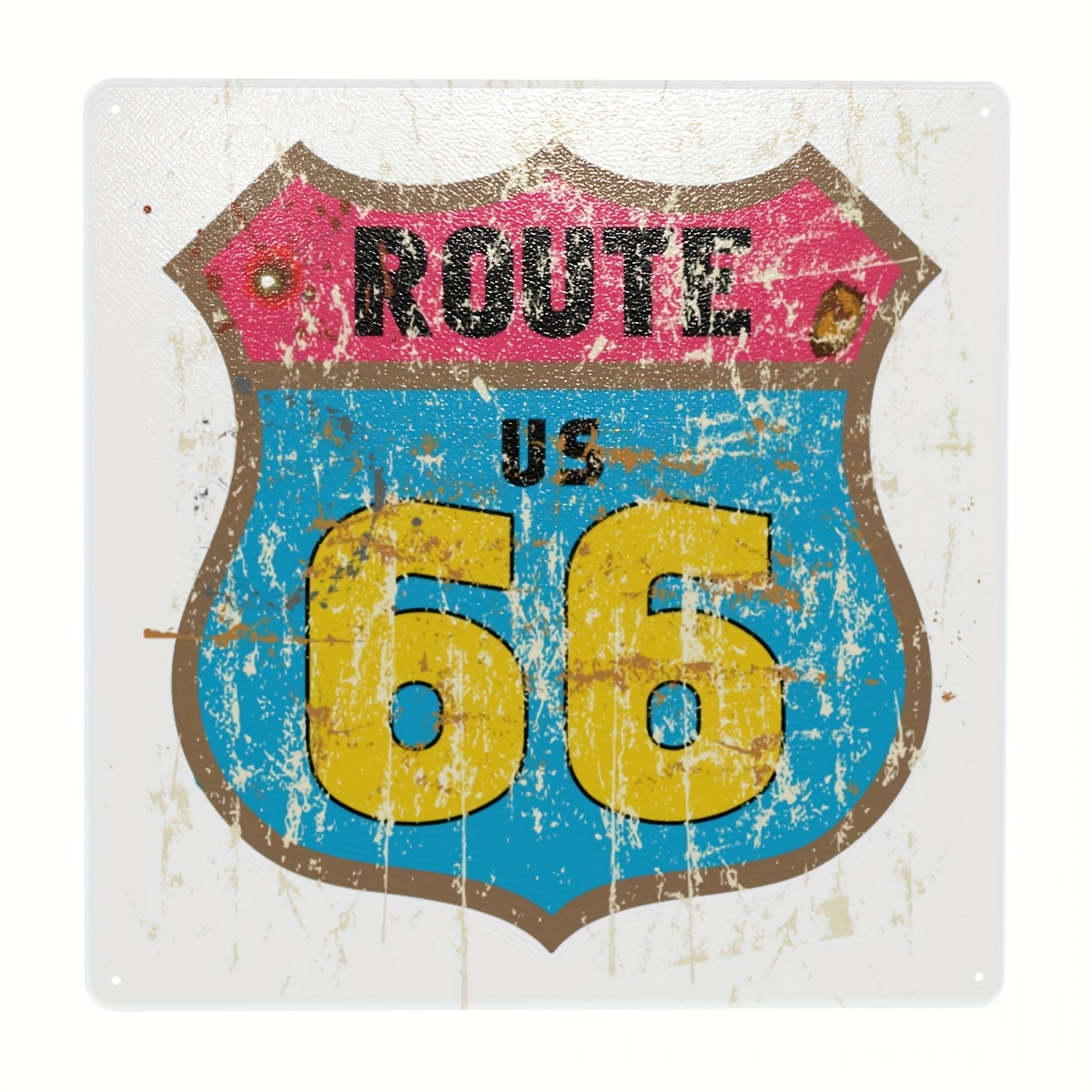 Route 66 American Flag Vintage Metal Novelty Stop Sign