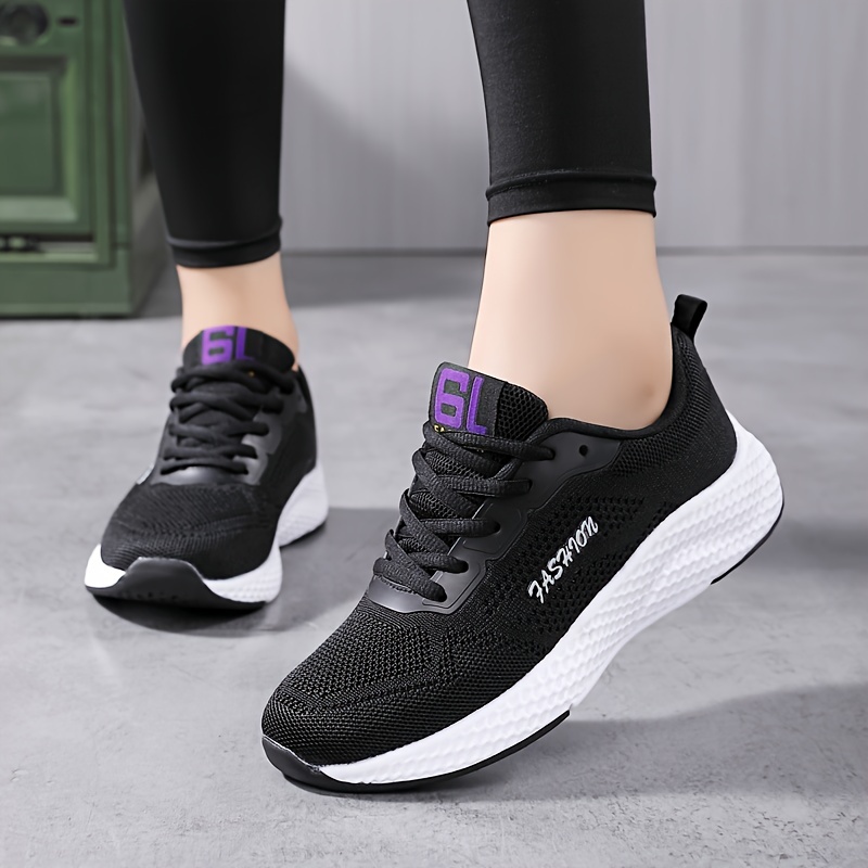 Women's Mesh Letter Printed Sports Shoes Fashion Breathable - Temu