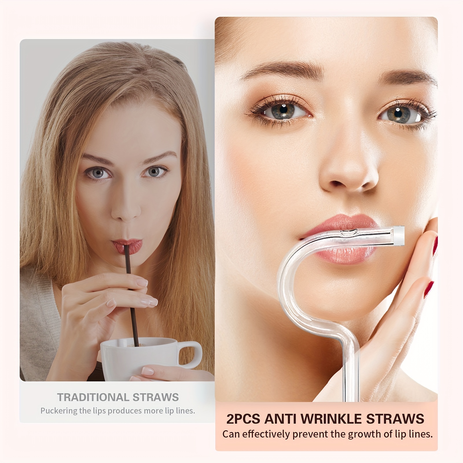 Anti Wrinkle Straw, Reusable Glass Drinking Straw Flute Style