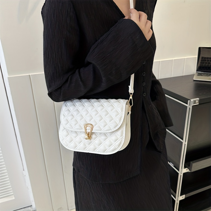 Minimalist Solid Saddle Bag All Match Flap Shoulder Bag