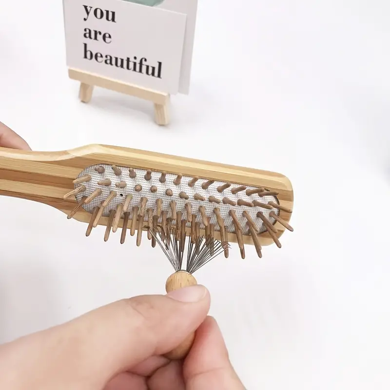 Mini Hair Brush Cleaner Tool With Metal Wire Rake And Wooden