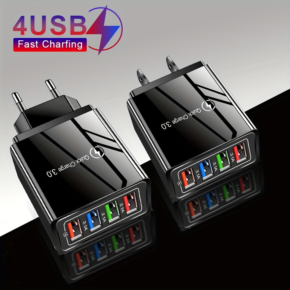 4usb Eu Us Uk Au Plug Multi port Usb Charger 3.0 Mobile - Temu