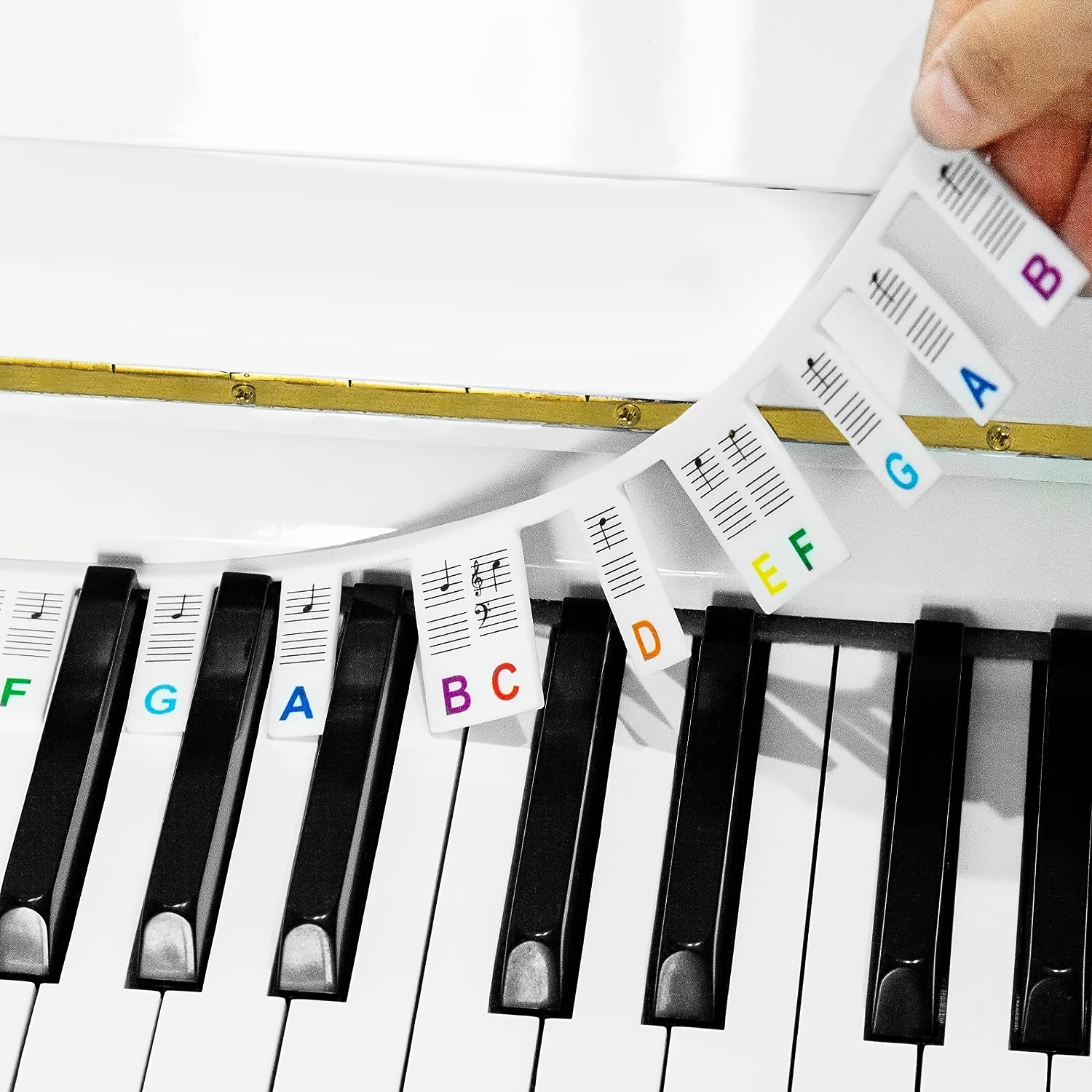 Autocollants de Piano, Autocollants Clavier Piano Pleine Grandeur 88  Touches en Silicone pas Besoin de Coller Étiquettes Colorées Réutilisables  et