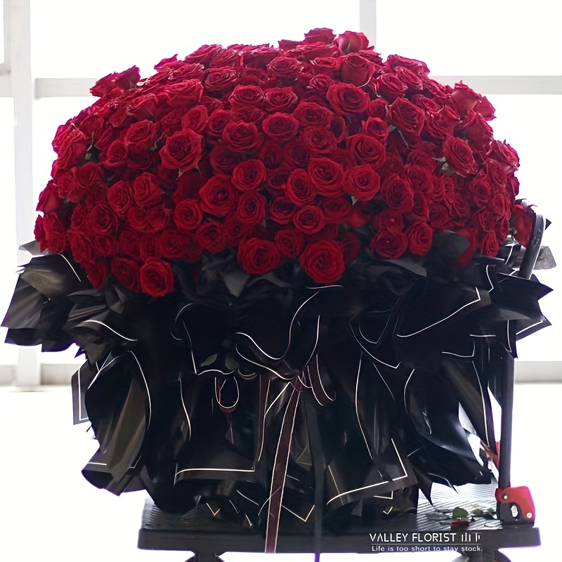 20 piezas de papel de regalo de flores de doble cara negro/rojo vino, papel  de regalo impermeable para ramo de San Valentín, 23 x 23 pulgadas