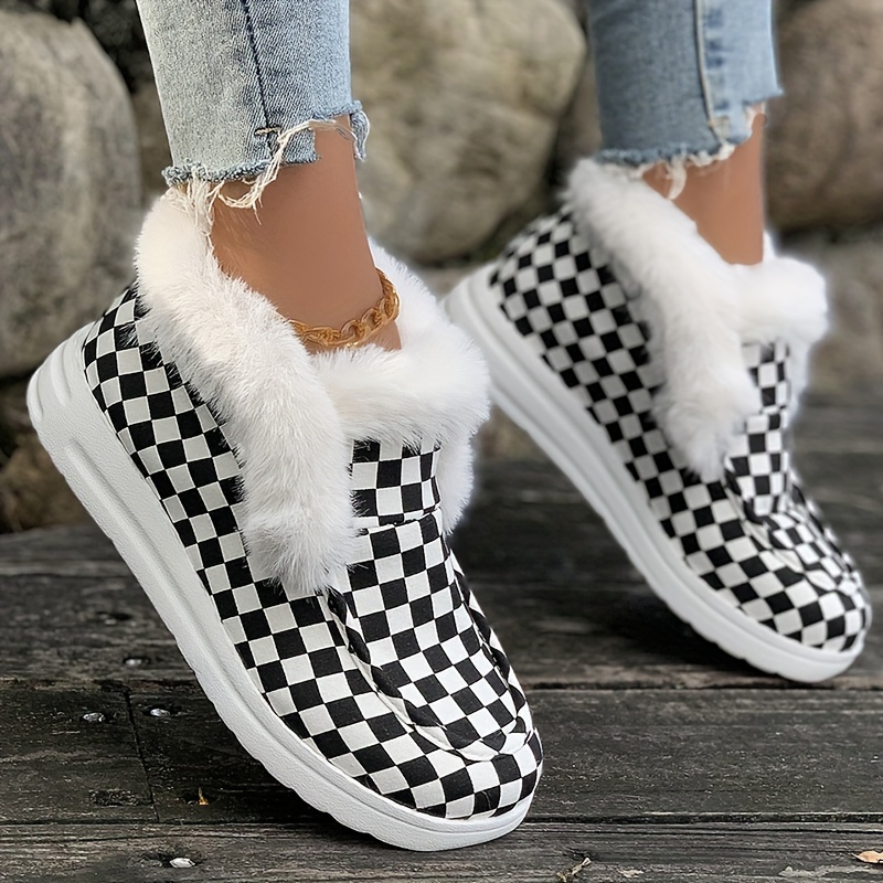 Fluffy checkered outlet vans