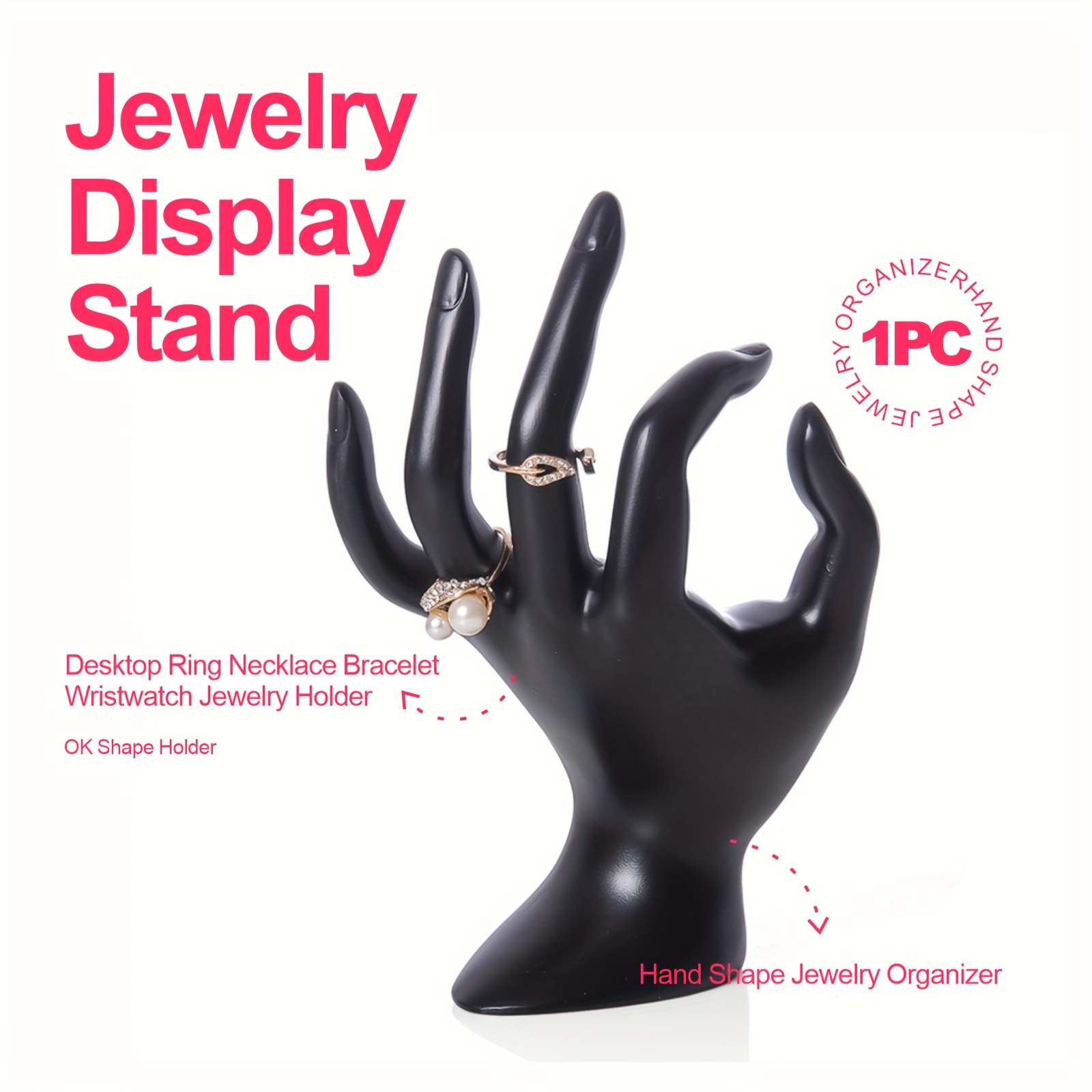 Tinaforld Hand Ring Holder Hand to Display Gift Bracelet Ring Jewelry Display Stand Holder Hand Form Resin Ring Display Stand Rack for Selling
