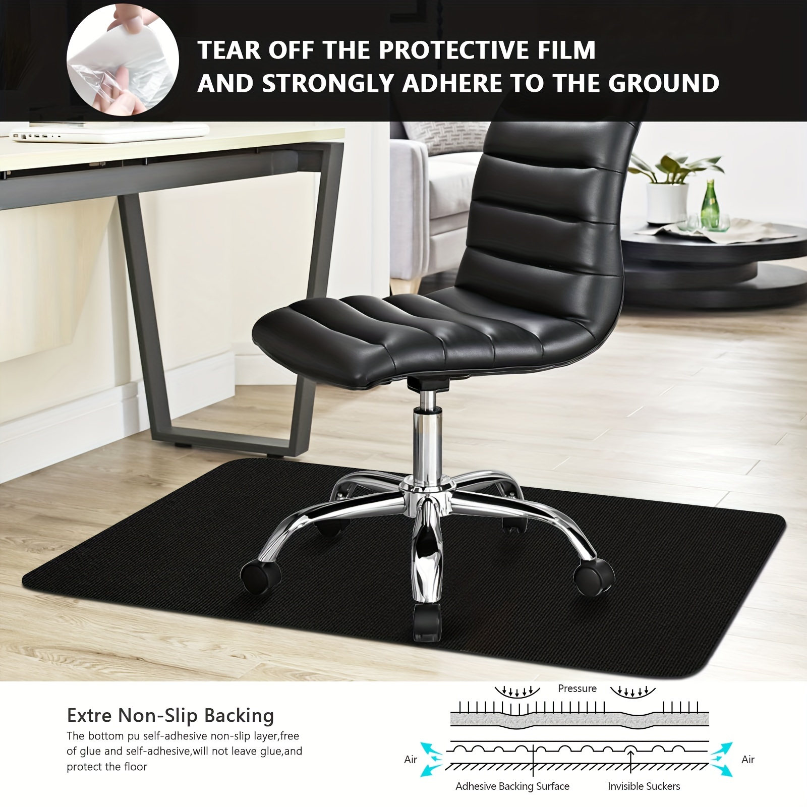  Protector de suelo para silla de oficina, tapete para