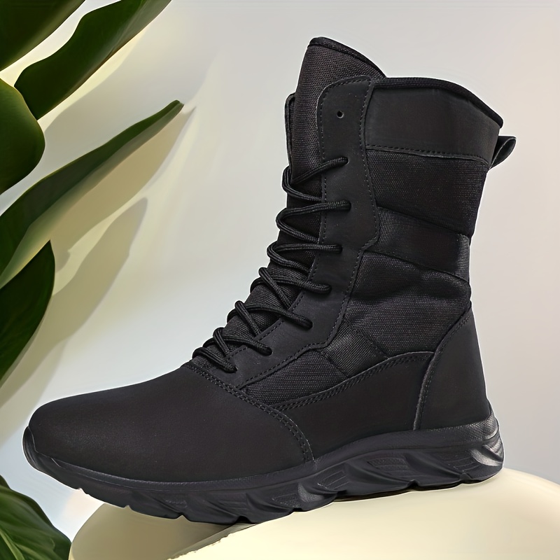 Men's Solid High Top Military Tactical Work Boots, Waterproof Non Slip  Comfy Durable Boots For Outdoor Hiking Activities - Temu United Arab  Emirates
