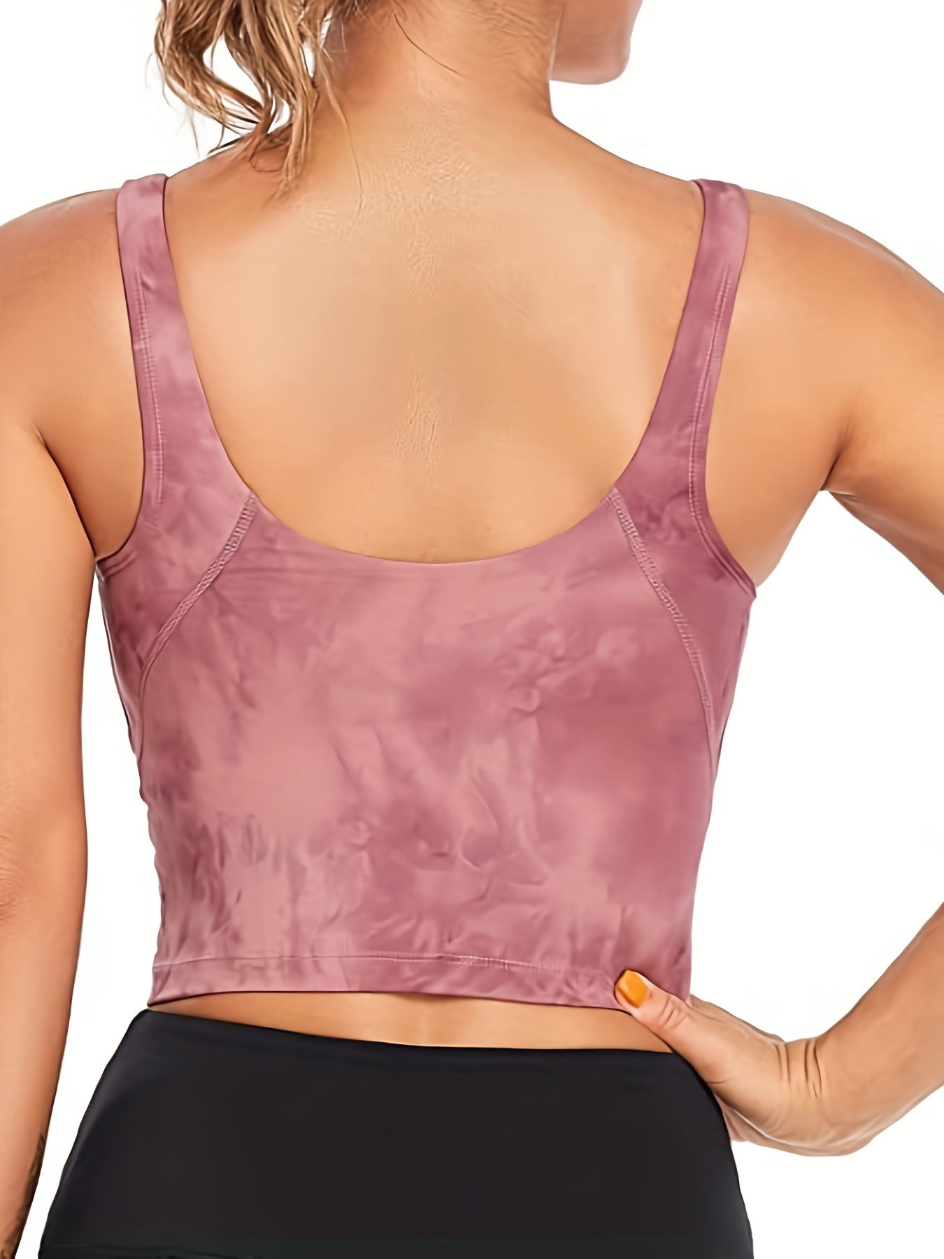 RQYYD Mesh Sports Bra for Women Longline Padded Bra Yoga Crop Tank Tops  Fitness Workout Running Top Purple L
