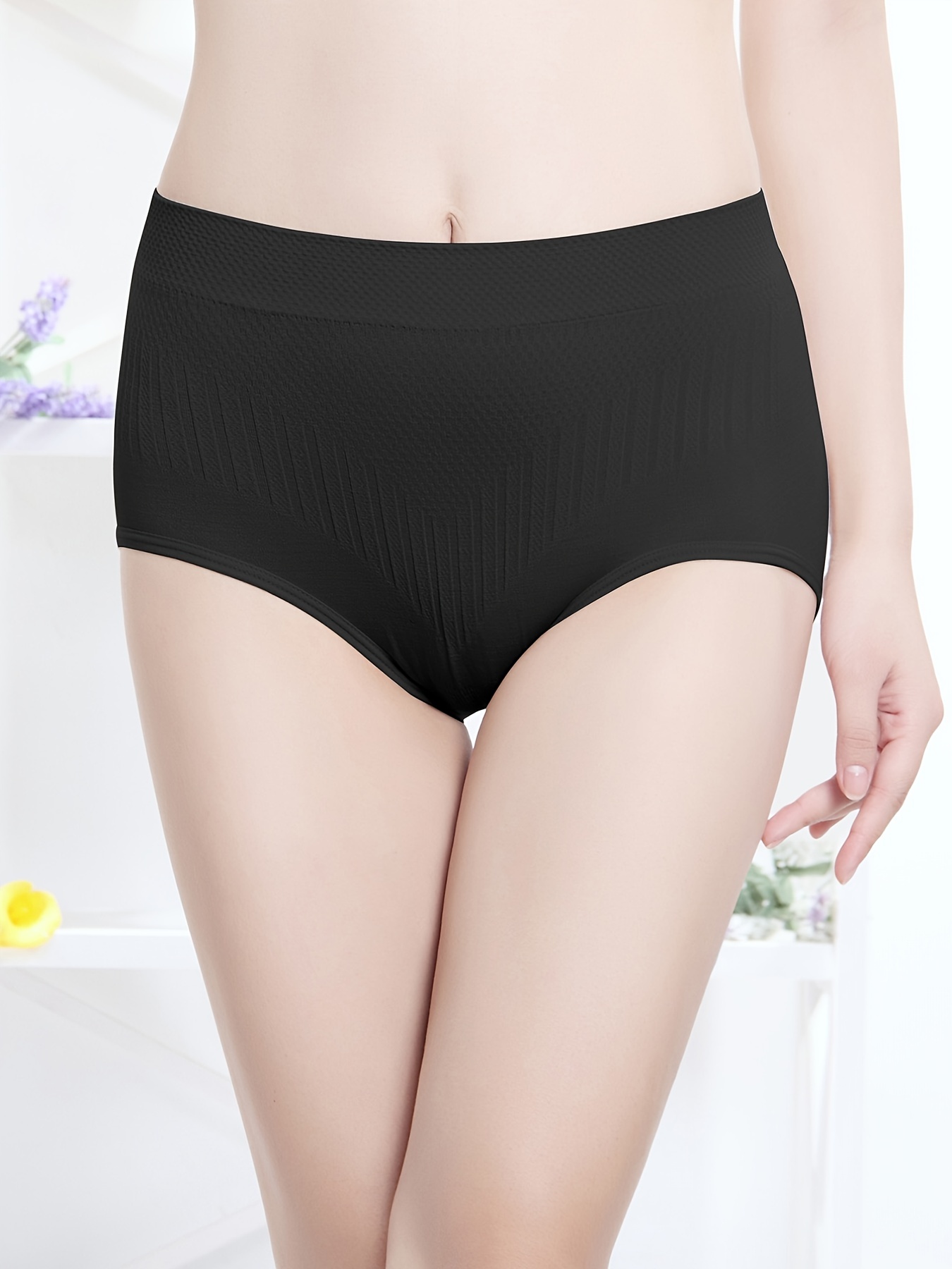 Big Size Seamless High-waist Women Underwear Solid Color Simple Black Cotton  Panties Hip-lifting Panties For Women
