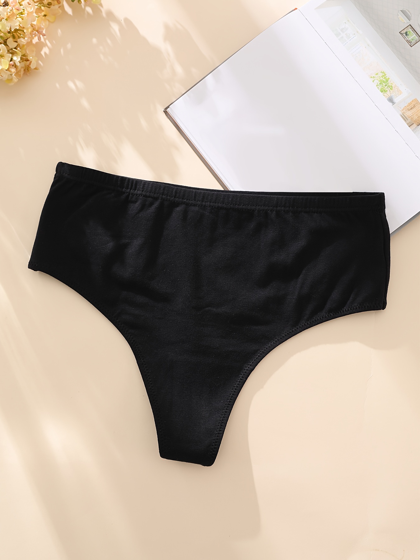 2PCS Women's Underwear 100% Cotton Panties High Waisted Briefs Breathable  Thongs for Women 