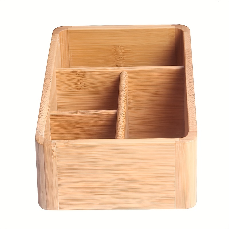 1pc Bamboo Multi-compartment Storage Box Office Table Organizer (Wood Color)