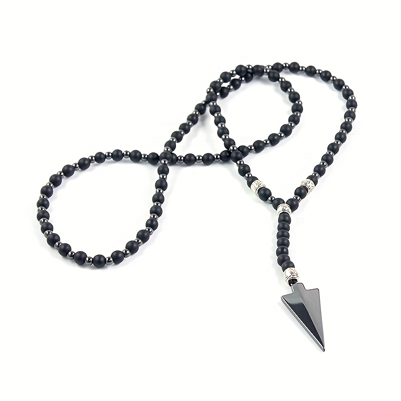 Arrow Charm Beaded Pendant Necklace, Gift for Men