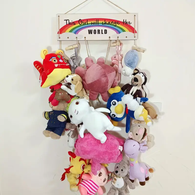 Stuffed Animal Storage Rack With 20 Wooden Clothespins Toy - Temu