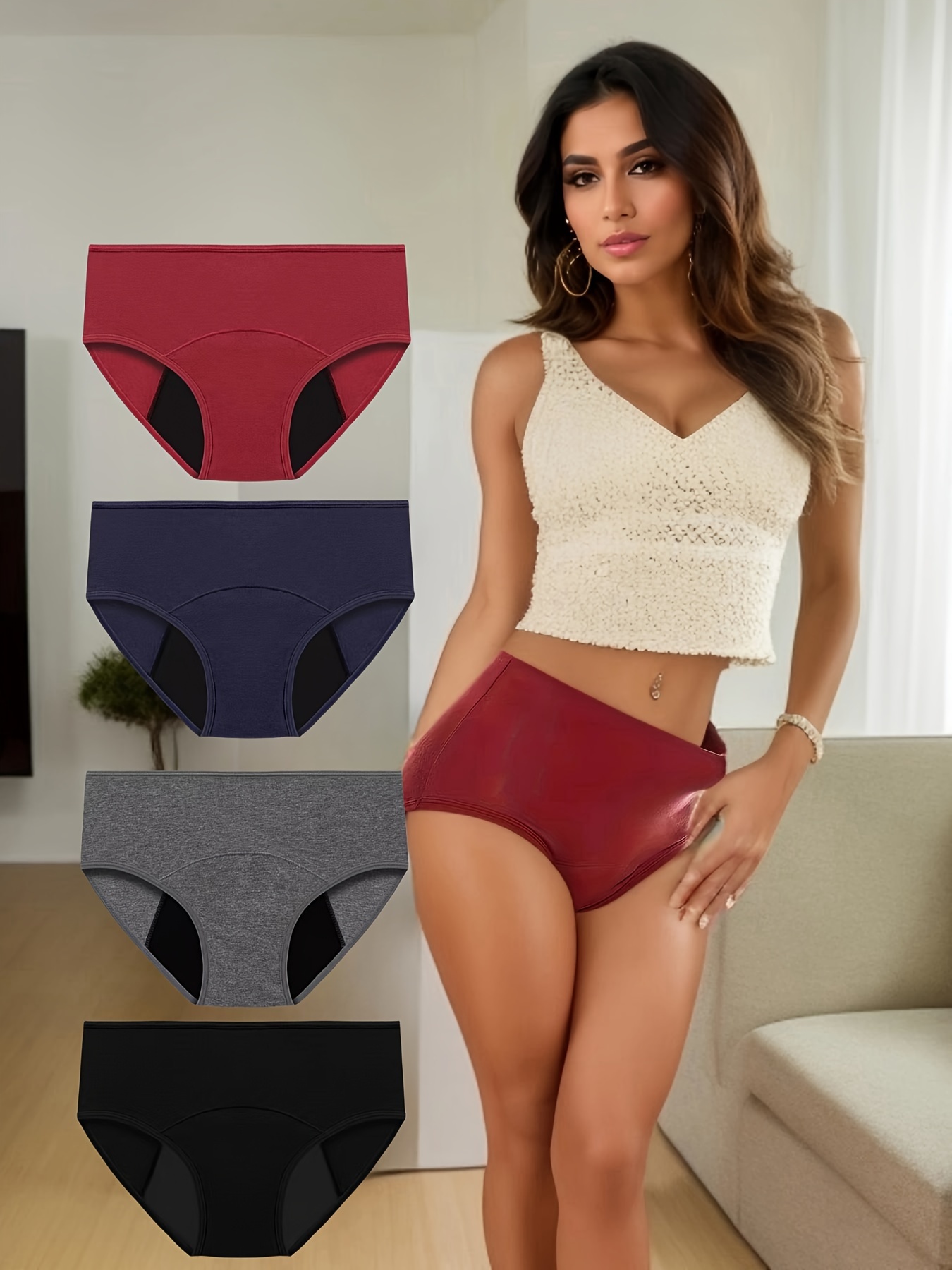 3pcs Menstrual Period Panties, Comfy & Breathable Full-Coverange Anti-Leak  Panties, Women's Lingerie & Underwear