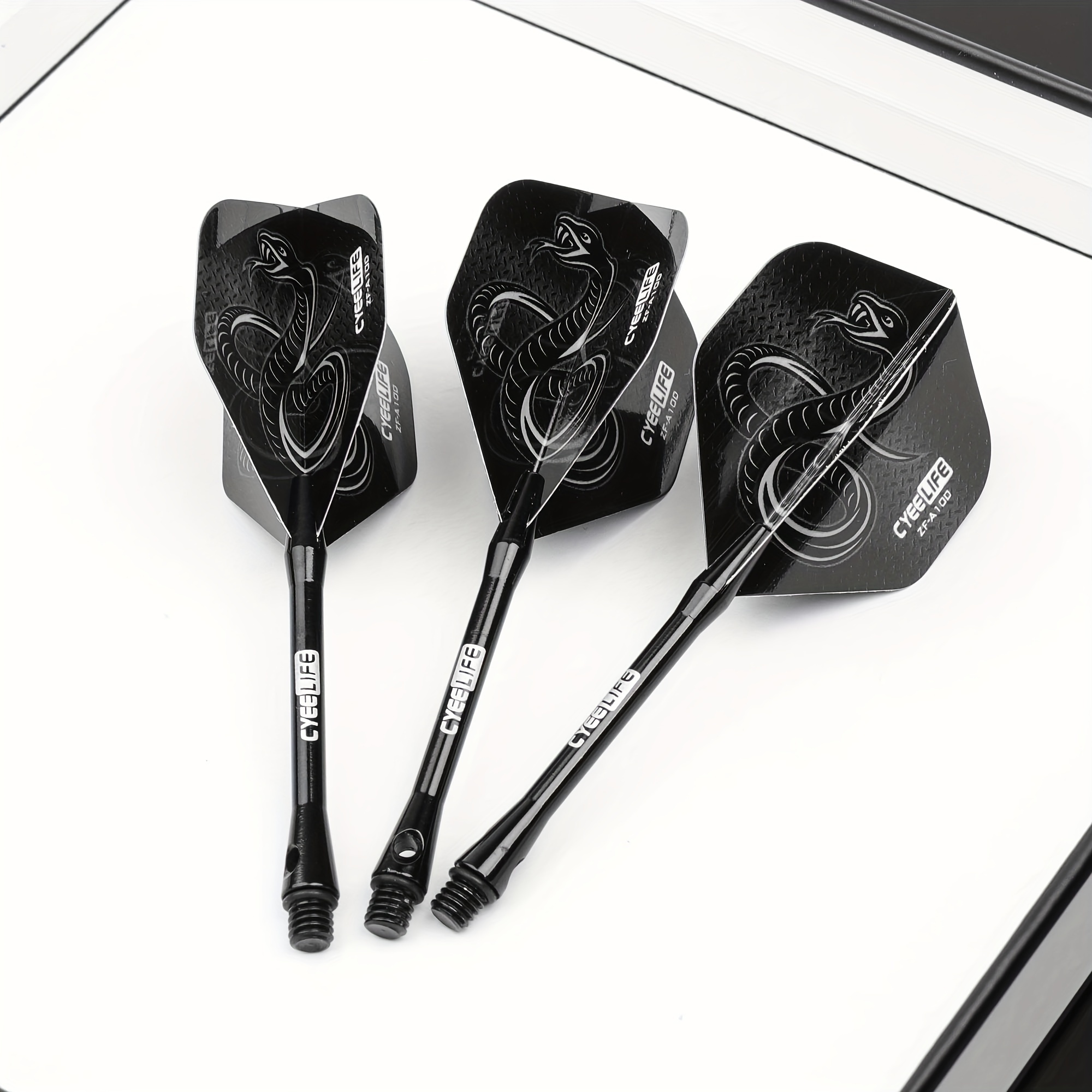 Cyeelife 3 Darts with Black Tail Fins, 24G Iron Dart Tubes, Hard Tip Darts