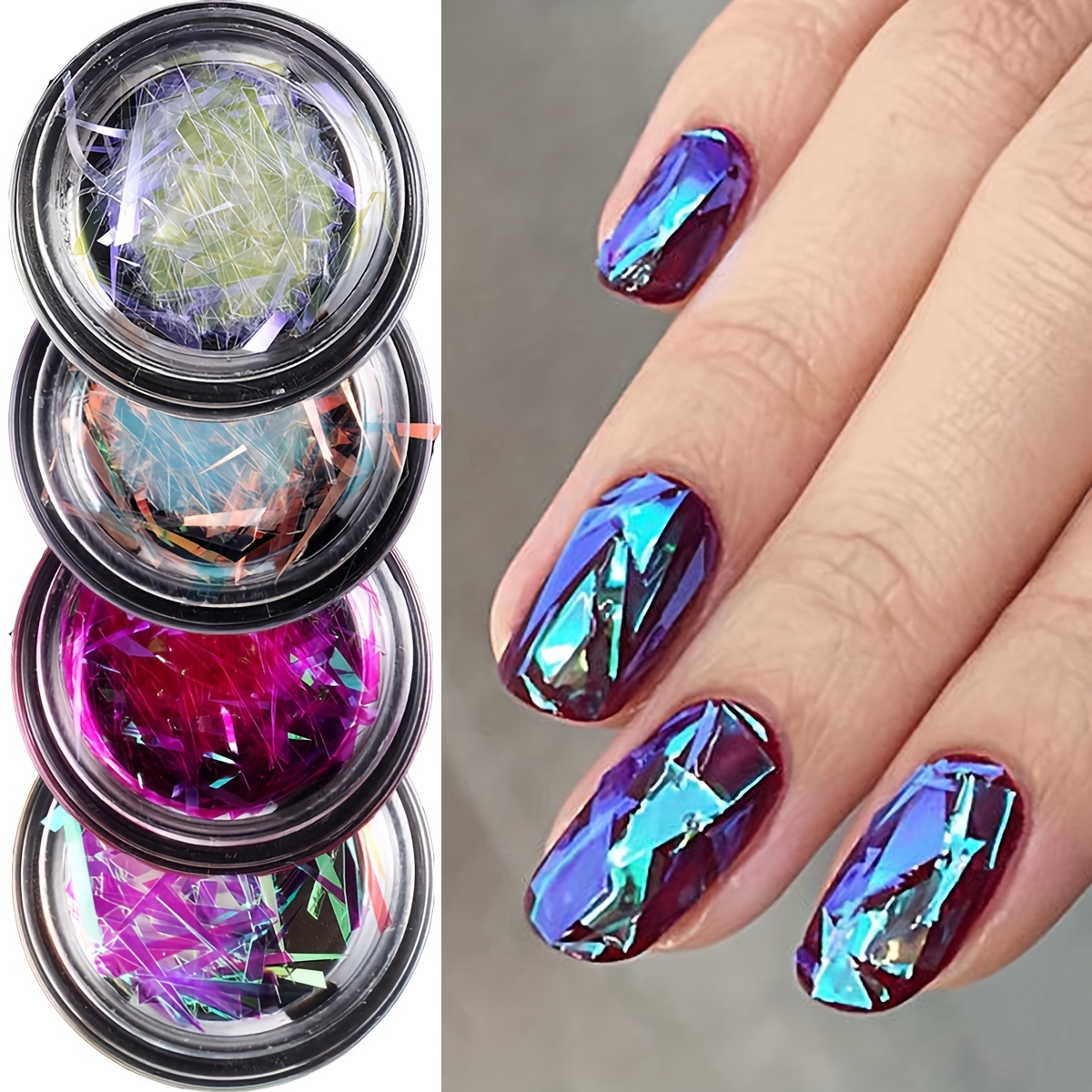 Mermaid Irregular Flakes Iridescent Nail Art Decorations - Temu